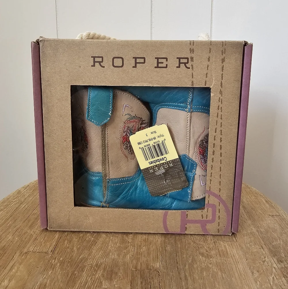 NEW Roper Cowbabies Unicorn Teal Cowboy Boots